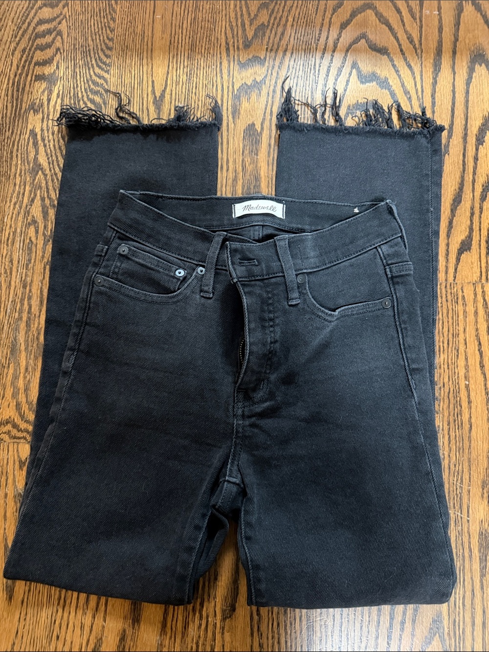 Madewell Black Frayed-Hem Cali Demi boot Cropped Jeans Sz 26 Nice!